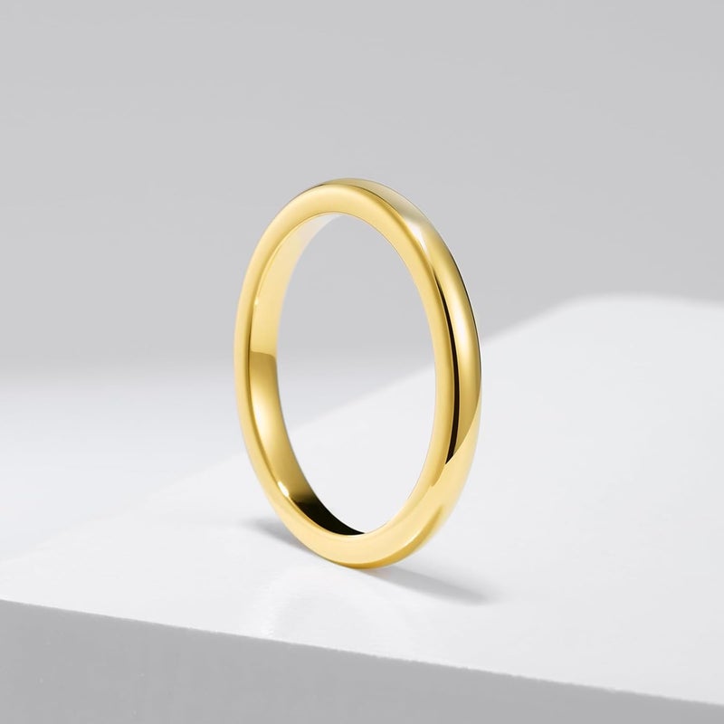 King Will Men's Women's 1.5mm 2mm 4mm 6mm 8mm Tungsten Carbide Ring 24k Gold Plated Rose Gold Plated Domed Polished Finish Wedding Band - Image 2